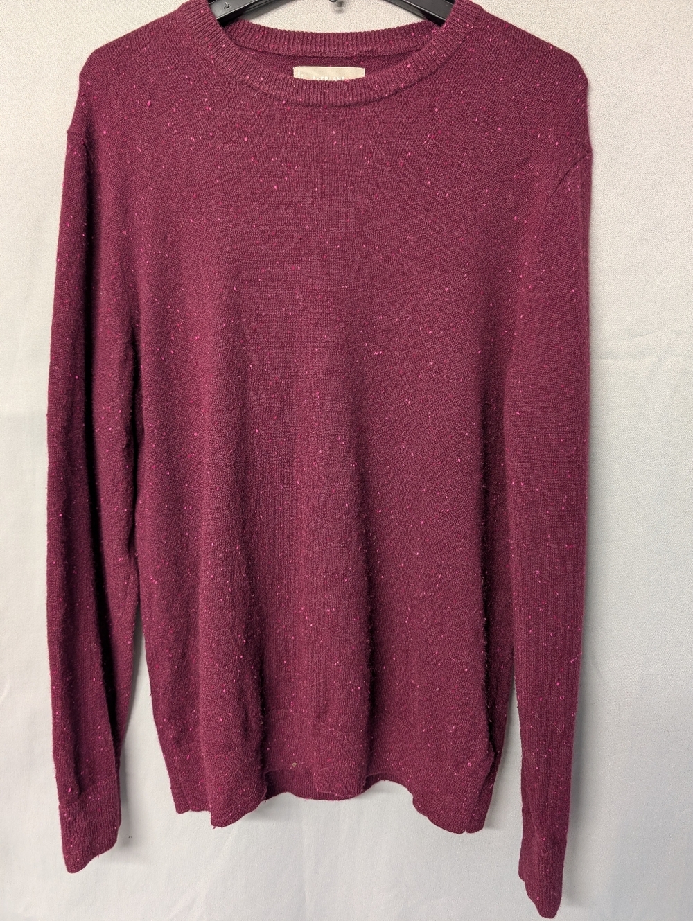 Cashmere Speckled Crewneck Sweater - Burgundy + Pink Size M